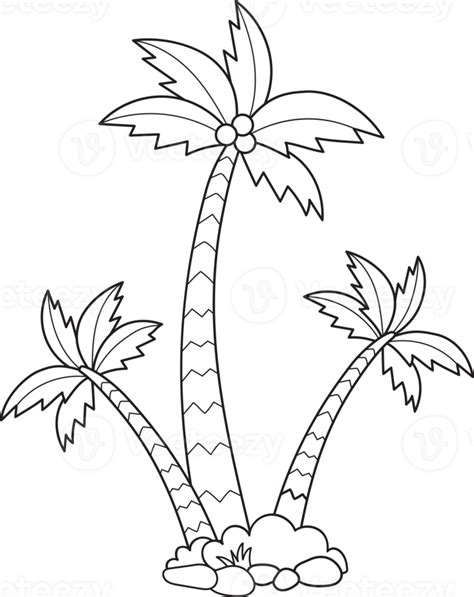 Outline Tropical Palm Trees 46894248 Png