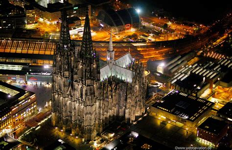 Kölner Dom bei Nacht Luftbild Luftbilder von Deutschland von Jonathan