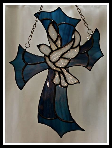 Gorgeous Twelve Inch Stained Glass Cross With A Dove In The Center Thanks For Looking