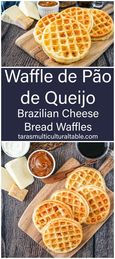 Waffle de Pão de Queijo Brazilian Cheese Bread Waffles on a wooden