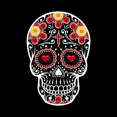 Day Of The Dead Skull Skull Sugar Flower Stock Vector Illustration