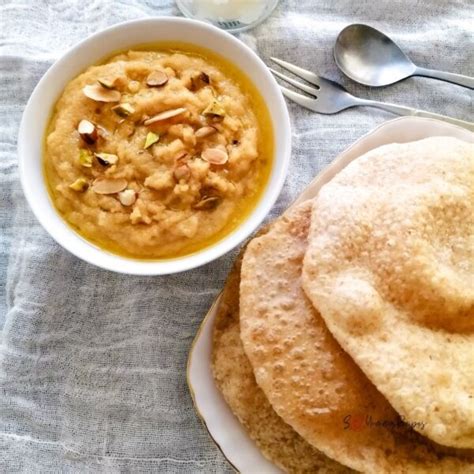 Halwa Puri: Pakistani Style Semolina Pudding And Fried Flatbread - So ...