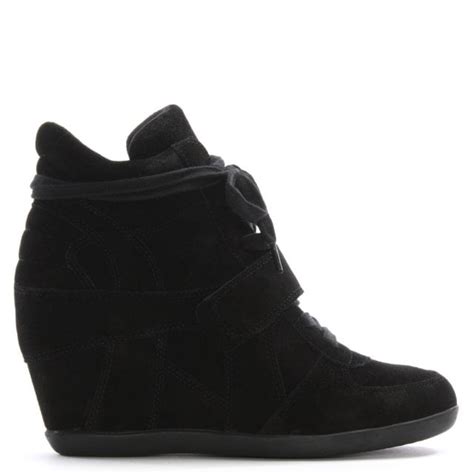 Ash Bowie Black Suede Wedge High Top Trainers