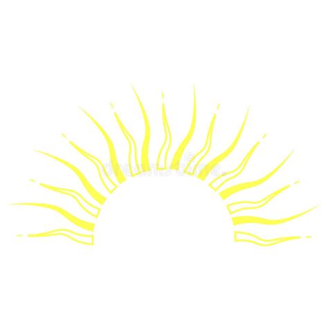 Medio Sol Al Atardecer Sobre Fondo Blanco Dibujo Minimalista Estilizado