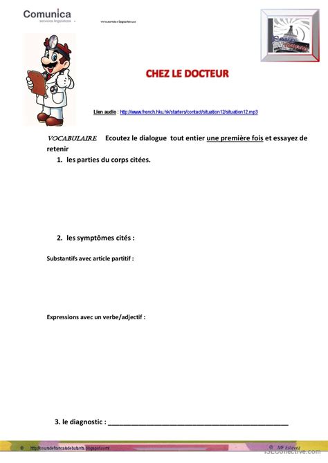 Chez Le Docteur Fran Ais Fle Fiches Pedagogiques Pdf Doc