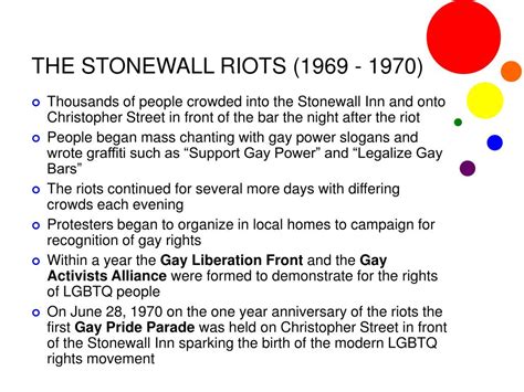 Ppt From The Stonewall Riots To Civil Rights A History Of Lgbtq