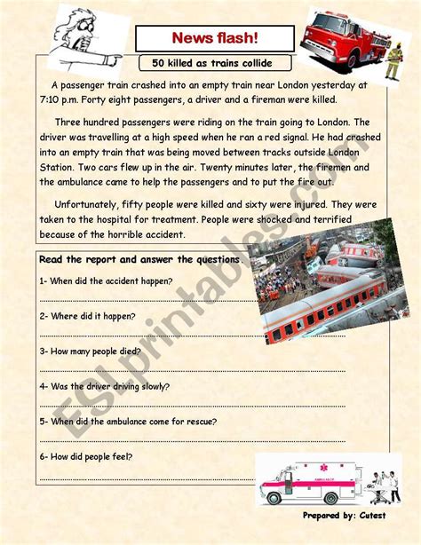 News Report Esl Worksheet By Cutest