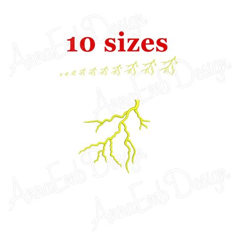 Lightning Bolt Embroidery Design Machine Embroidery Branch Etsy