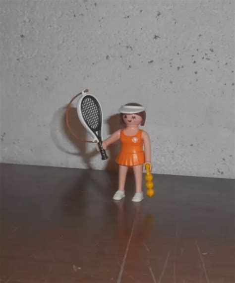 LOT FIGURINE PLAYMOBIL Personnage Femme Joueuse De Tennis Sport EUR 1