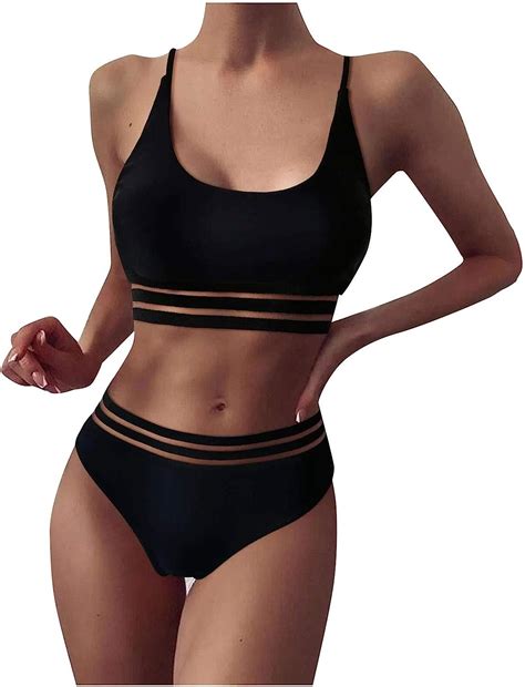 Damen Triangle Bikini Set Spaghetti Tr Ger Bademode Set Push Up