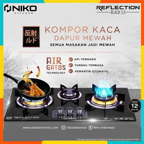 Jual NIKO KOMPOR TANAM KACA 3 TUNGKU REFLECTION BLACK 3 0 Kota