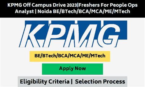 Kpmg Off Campus Drive Freshers For People Ops Analyst Noida Be