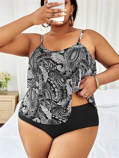 Tankini De Talla Grande Para Mujer Traje De Ba O De Dos Piezas Con