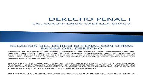 Clase Relacion Del Derecho Penal Con Otras Ramas Del Derecho Pdf