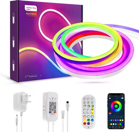 LUXONIC Ruban LED Néon 2M Bluetooth avec Télécommande APP Bande LED