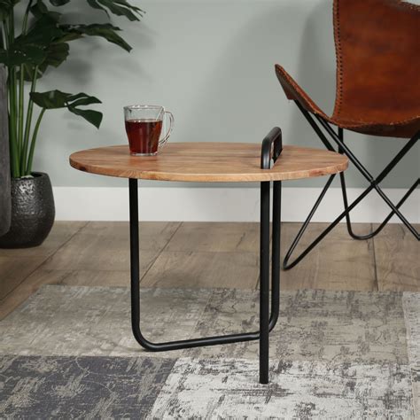 Table d appoint ronde bois d acacia métal TRIBECA Bouts de canapé