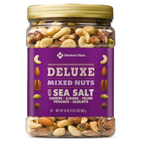 Amazon Member S Mark Deluxe Mixed Nuts With Sea Salt 34 Oz Pack