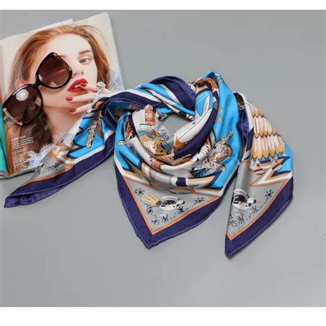 Mode Imprim Soie Hijab Foulards Femmes Grand Carr Soie Foulard