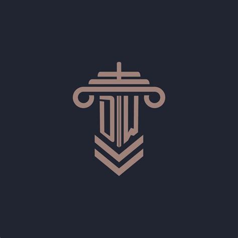 Dw Initial Monogram Logo With Pillar Design For Law Firm Vector Image