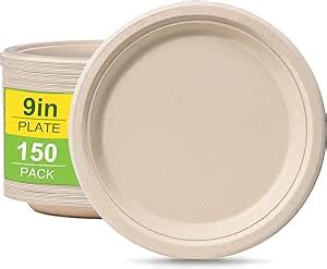 Rigid Disposable Paper Plates Brown Inch Pack Eco Friendly