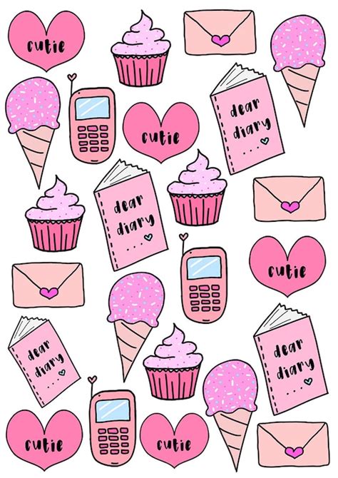 Cute Pink Sticker Pack Stationery And Stickers Journal