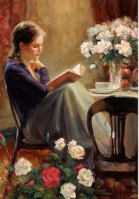 Girl Reading A Book Painting