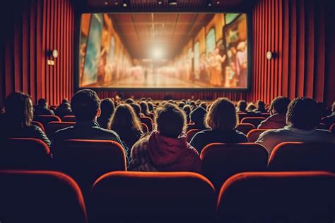 A sala de cinema está cheia de espectadores um filme está sendo