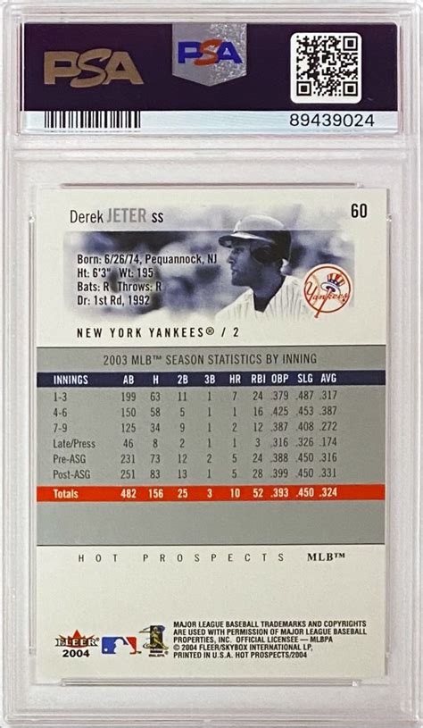 Derek Jeter Fleer Hot Prospects Draft Edition New York Yankees