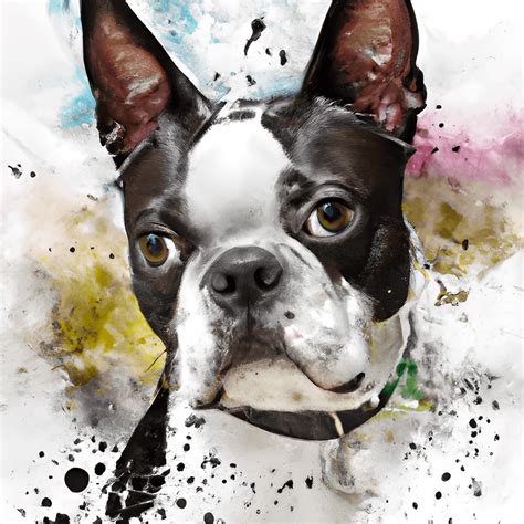 Boston Terrier Watercolor Portrait · Creative Fabrica