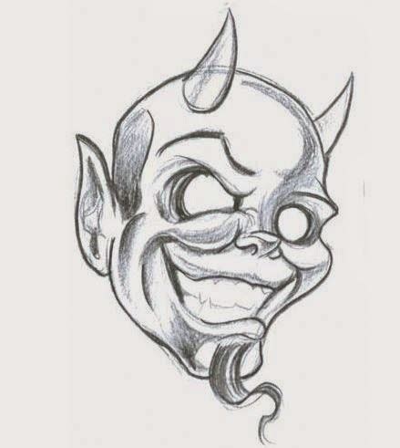 Cool pencilwork empty-eyed smiling devil tattoo design - Tattooimages.biz