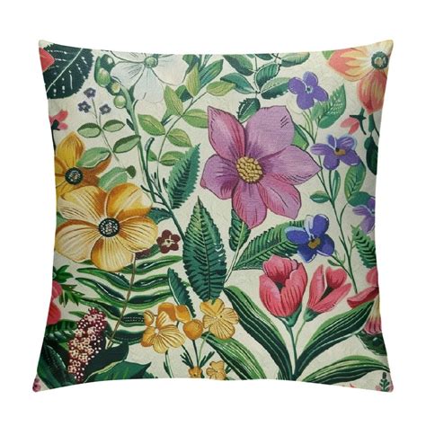 Nawypu Spring Floral Pillow Covers 18x18 Inch Watercolor Pink Flowers