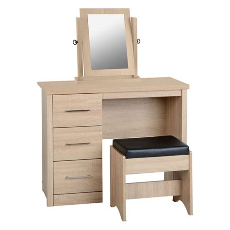 Laggan Wooden Pc Dressing Table Set In Black Wood Grain Furniture In