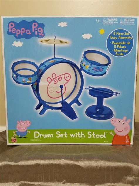 Peppa Pig Music Drum Set With Stool - Musical Toy Band Kids Instruments ...