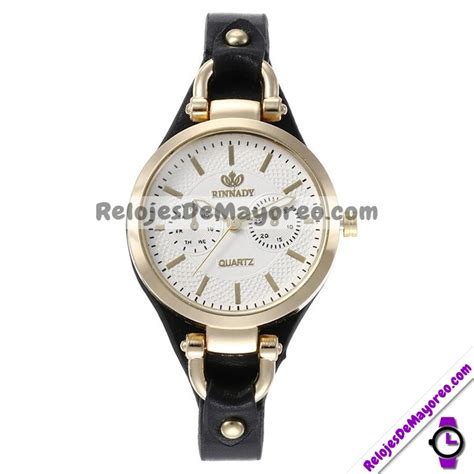 Reloj Calendario Negro Extensible Piel Sint Tica Sin N Meros R