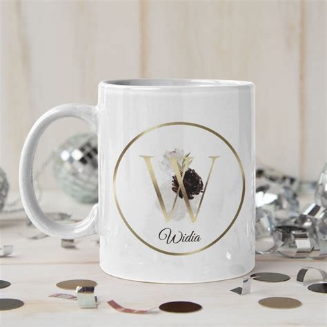 Jual Mug Nama Initial Huruf Bunga Elegant Custom Nama Shopee Indonesia