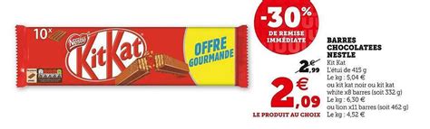 Promo Barres Chocolat Es Nestl Chez U Express