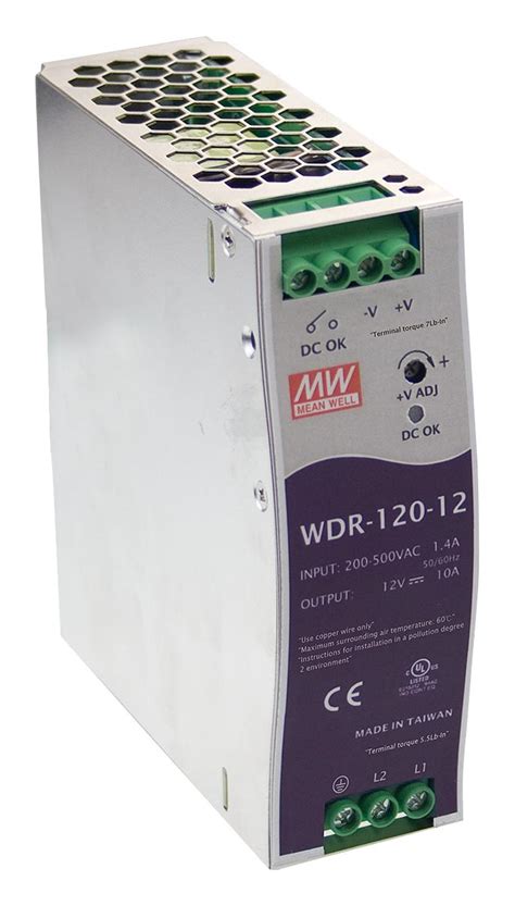 WDR 120 24 Mean Well AC DC DIN Rail Power Supply PSU ITE 1 Output