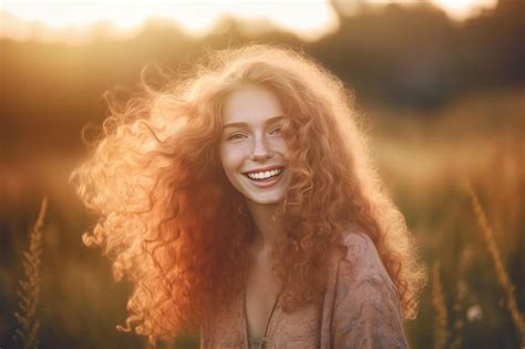 Premium Ai Image Girl Smiling Field Hair Model Dress Generate Ai