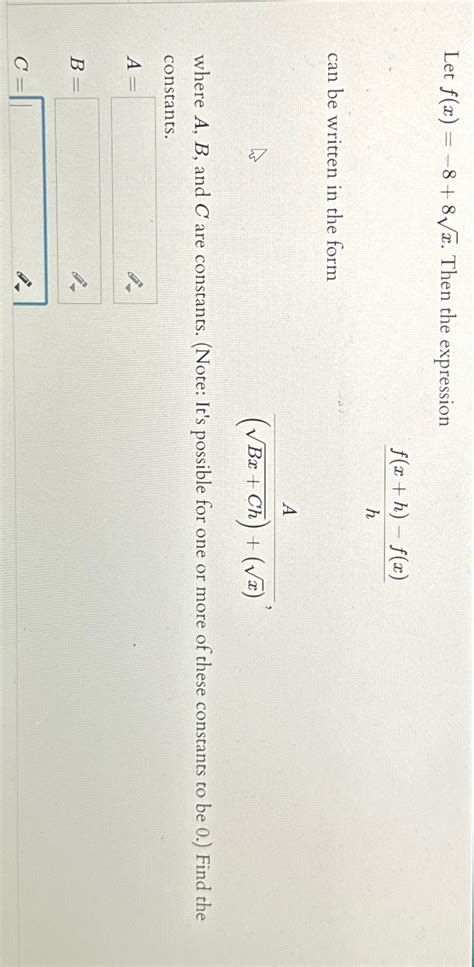 Solved Let F X 8 8x2 ﻿then The Expressionf X H F X Hcan