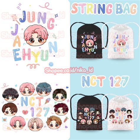 Jual Tas Serut NCT 127 Hitam Putih Kpop String Bag NCT DREAM Tas