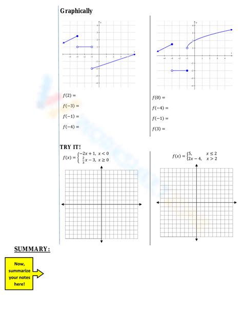 Piecewise Functions Worksheet