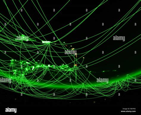 Caribbean On Green Model Of Planet Earth With Network Representing