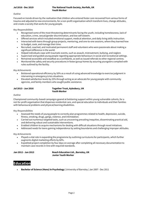 Youth Worker Cv Example Guide Win Job Interviews