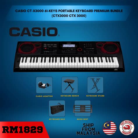 Casio CT X3000 61 Keys Portable Keyboard Premium Bundle CTX3000 CTX