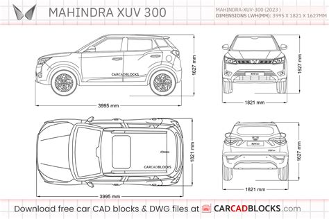 Mahindra XUV 300 2023 Free CAD Blocks, DWG File - CarCadBlocks