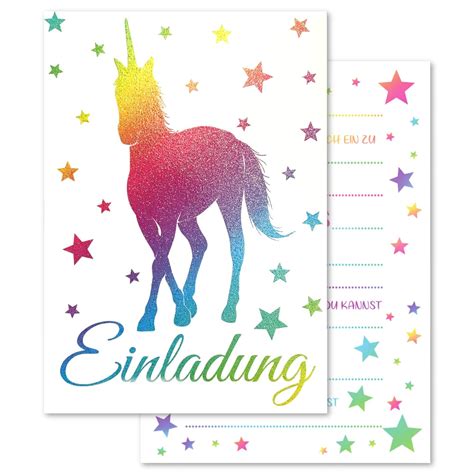 Pandawal Einladungskarten Kindergeburtstag 12 X Glitzer Einladung