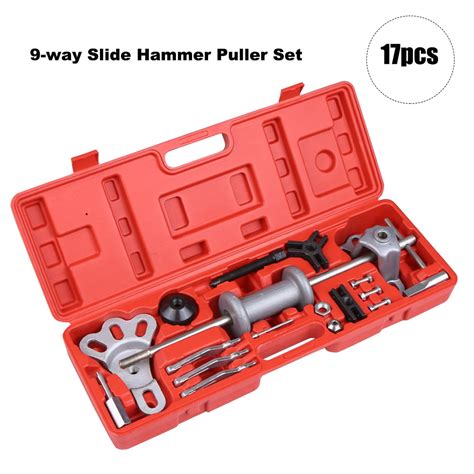 17pcs 9-Way Slide Hammer Puller Set Front Wheel Hub Bearing Remover & Rear Wheel Axle Shaft ...