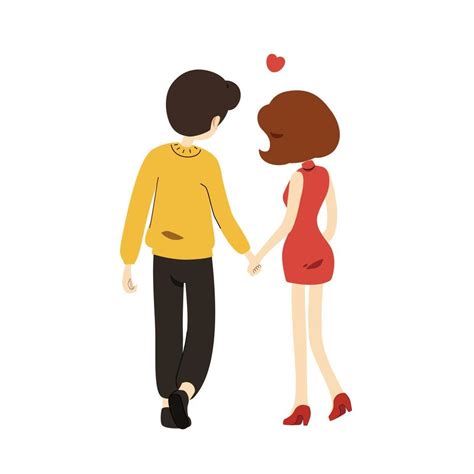 Cute couple feeling in love being together cartoon character flat vector illustration isolated ...