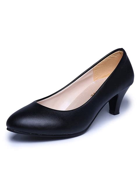 Gomelly Ladies Kitten Heel Pumps, Black Pointed Toe Wedding Party Dress ...