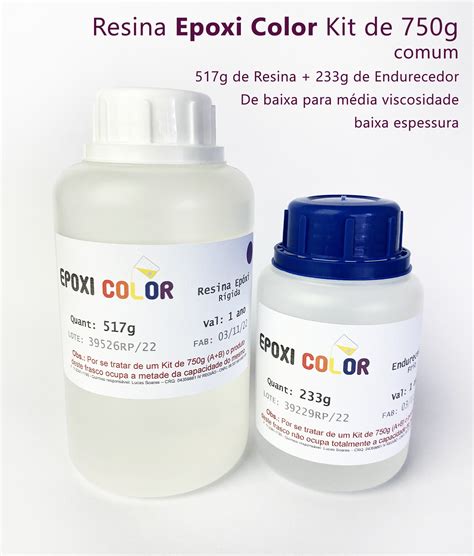 Resina Epóxi Baixa Viscosidade Kit 750g Epoxi Color